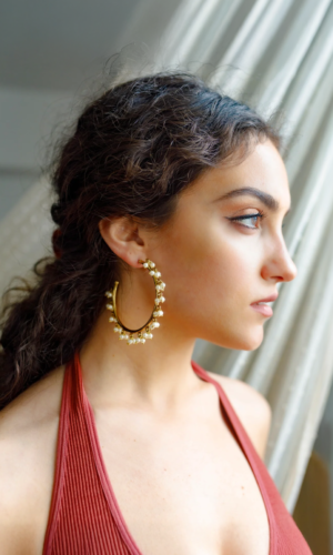 Tribal Hoop Earrings in White