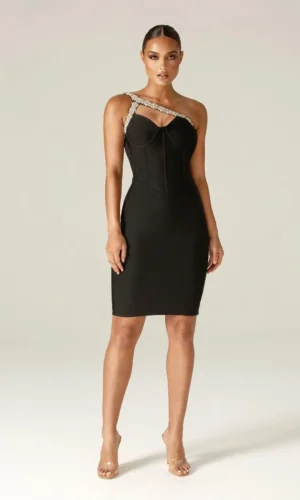 Diva – Rhinestone Bandage Dress – Black