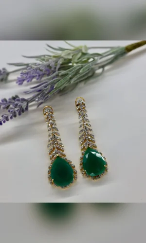 Emerald Feather Earring