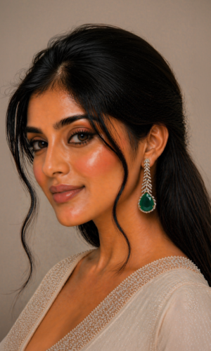 Emerald Feather Earring