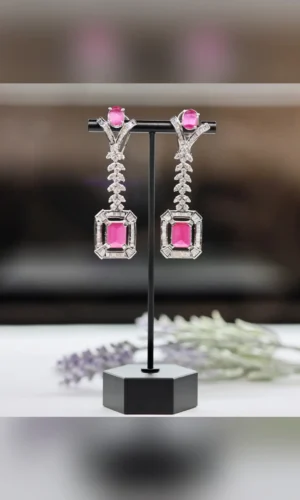 Square Ruby Earring