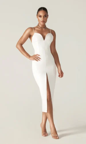 Joy – Crepe Straps Corset Dress – Off White