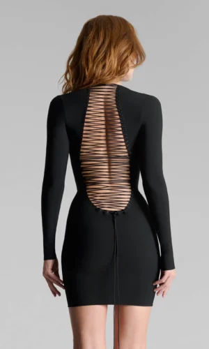 Nuit Infinie - Open Back Short Dress - Black