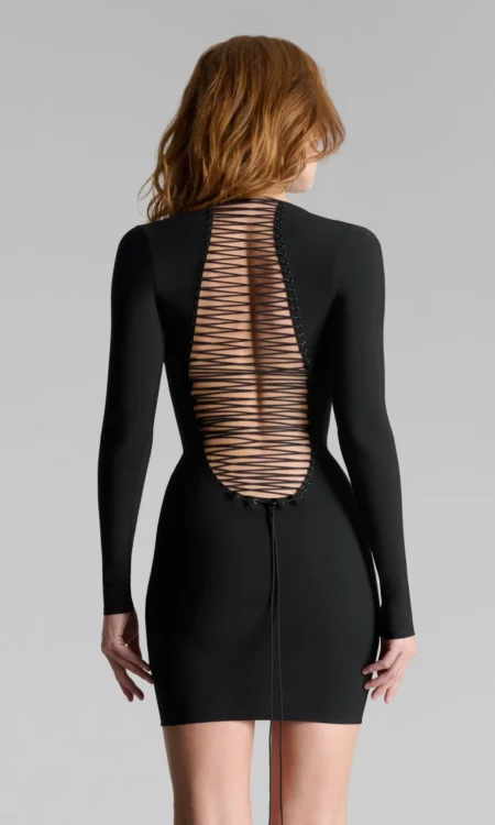 Nuit Infinie - Open Back Short Dress - Black