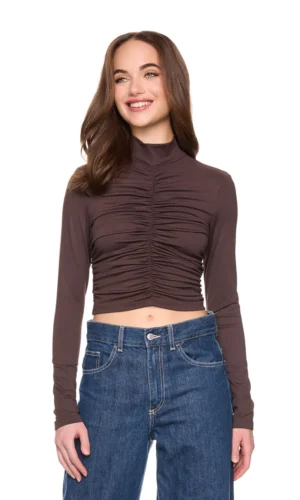 Mock Neck Gathered Top - Java