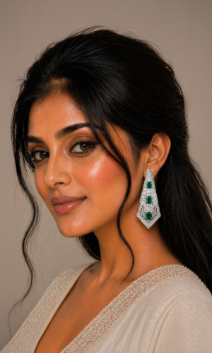 Emerald Dazzling Statement Earrings