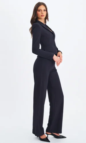 Quinnie Striped High-Waisted Straight Leg Pant - Navy