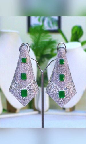 Emerald Dazzling Statement Earrings