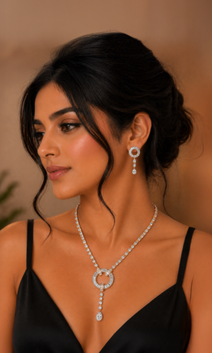 CZ Dragonfly Necklace with earring set