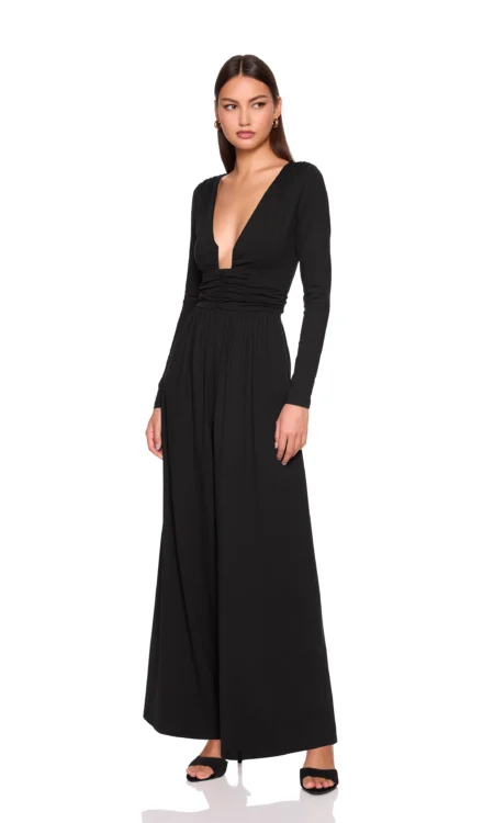 Susana Monaco Wire Detail Long Sleeve Jumpsuit – Black
