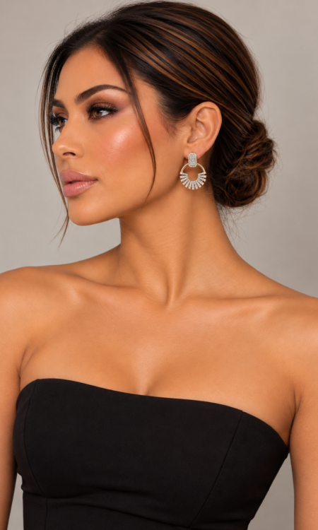 Crystal Fan Hoop Earrings